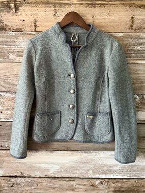 LUIS TRENKER WOOL LODEN JACKET ITALY SIZE 42 VIRGIN WOOL ALPINE BLAZER
